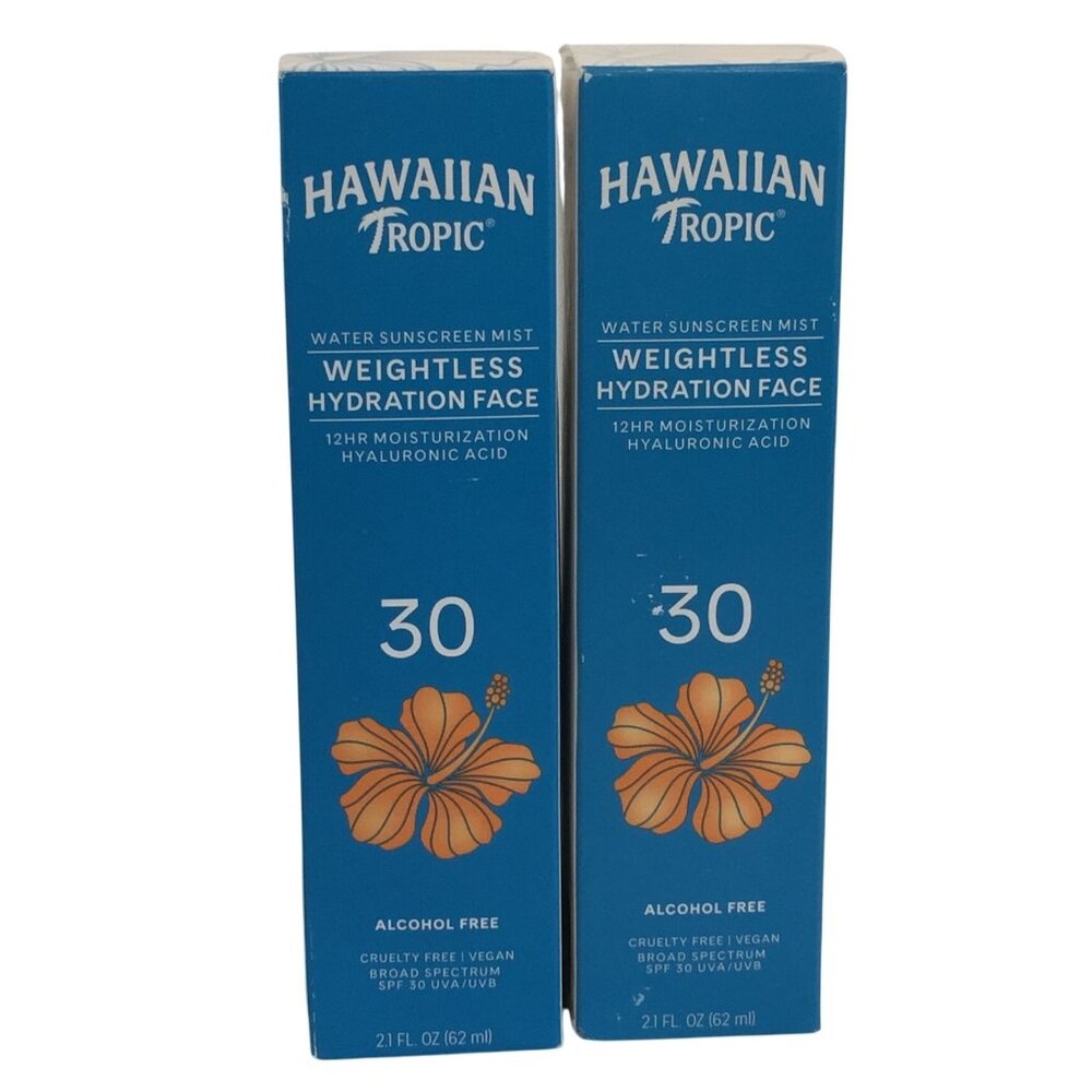 2x Hawaiian Tropic Weightless‎ Hydration Face Water Sunscreen Mist 2.1 oz SPF 30